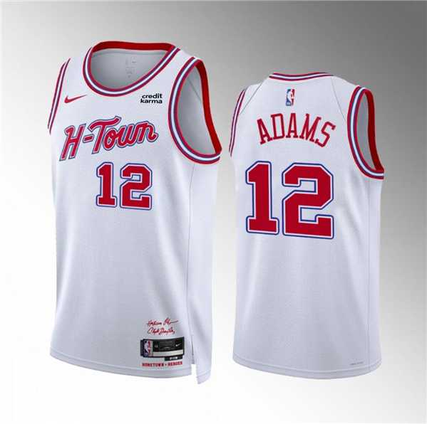 Men%27s Houston Rockets #12 Steven Adams White 2023-24 City Edition Stitched Jersey Dzhi->houston rockets->NBA Jersey